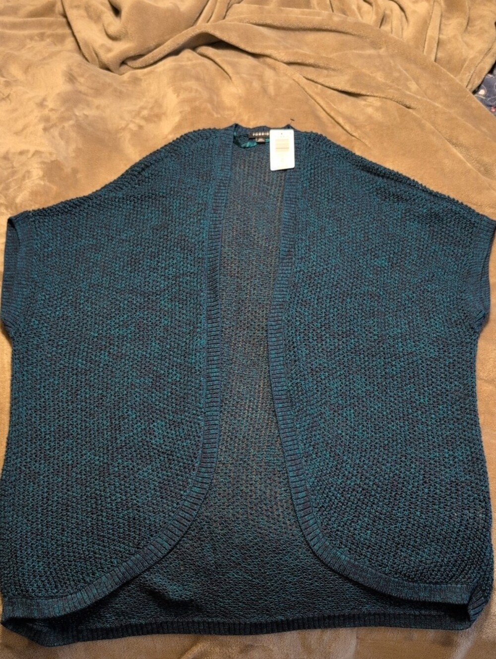 torrid Teal Cocoon Open Knit Cardigan Size 00 NWT